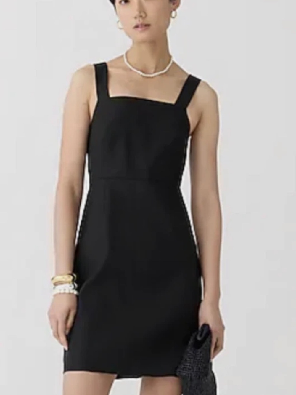 J.Crew Black Linen Blend Square Neck Mini Sheath Dress Women’s Size 12